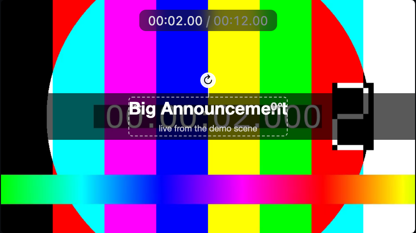 A styled title over video in the preview